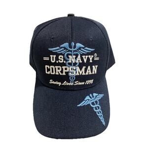 U.S. Navy Corpsman Acrylic Baseball Hat Officially Licensed Strapback Cap Blue
